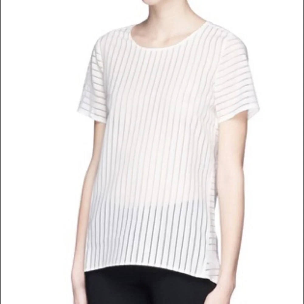 J.Crew shadow striped white top size 6 - Picture 2 of 3